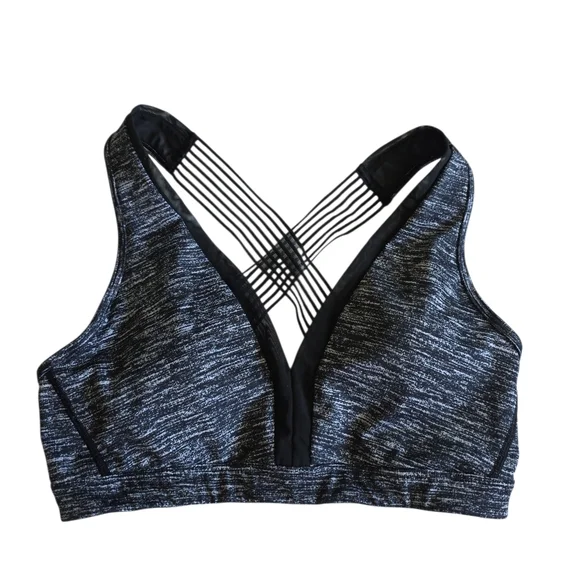 Victoria's Secret Black Cross-Back Sports Bra with Striped Straps - Picture 1 of 5